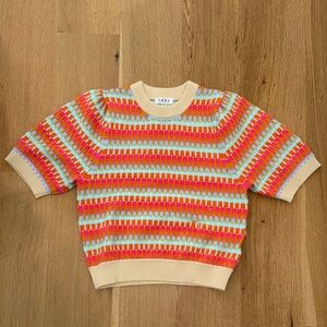 THML Colorful Striped Short Sleeve Sweater Women’s size medium